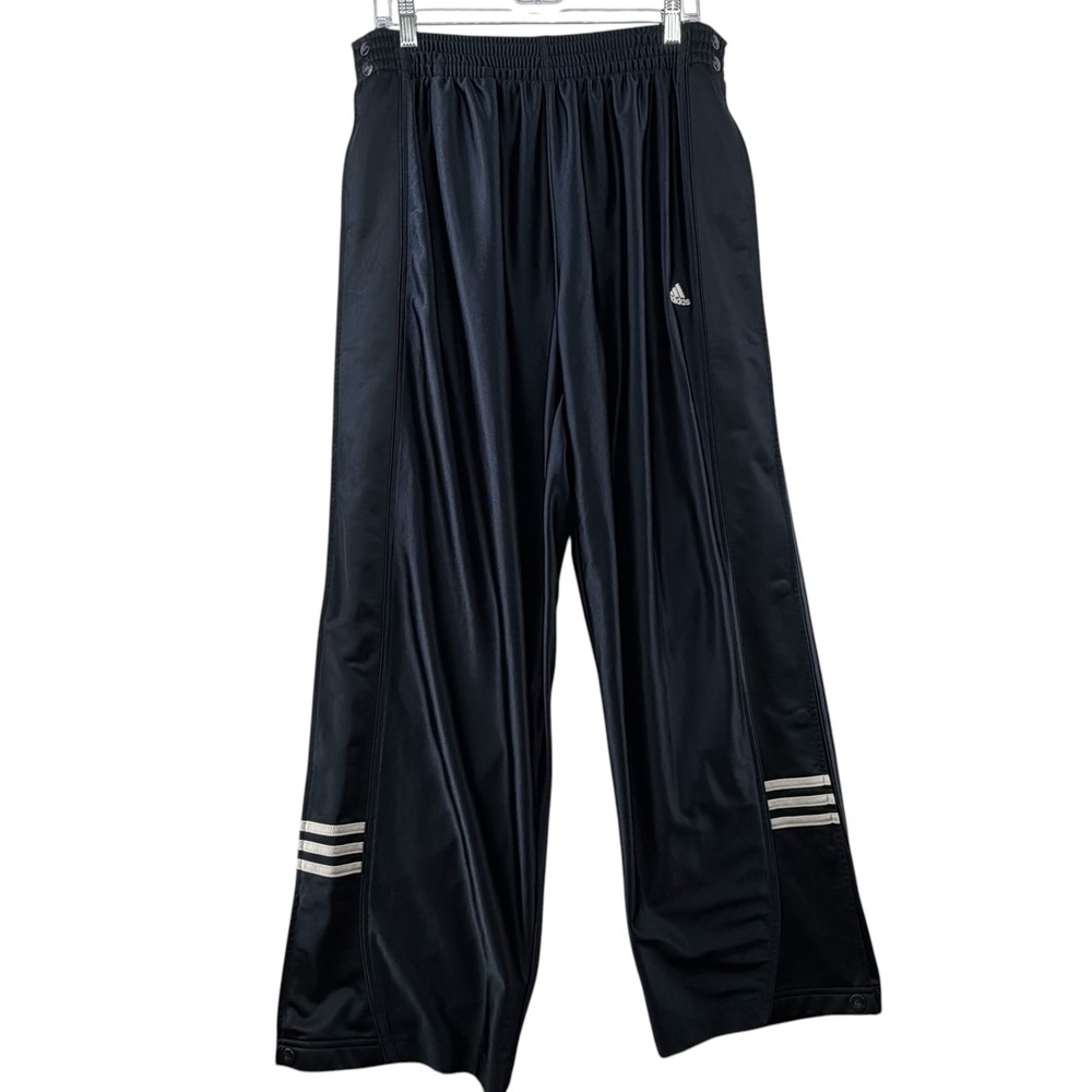 Adidas Snap Tearaway Warmup Track Pants Mens Medium Navy Blue Y2K Basketball